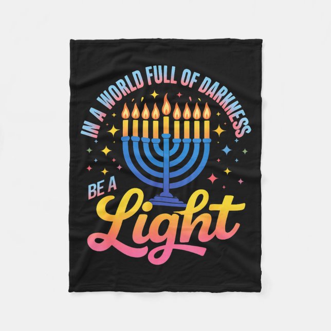 Cobertor De Velo Be A Light Happy Hanukkah Menorah Jewish Gift  (Frente)