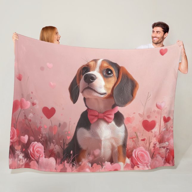 Cobertor De Velo Beagle com Rosas - Dia dos Namorados (In Situ)