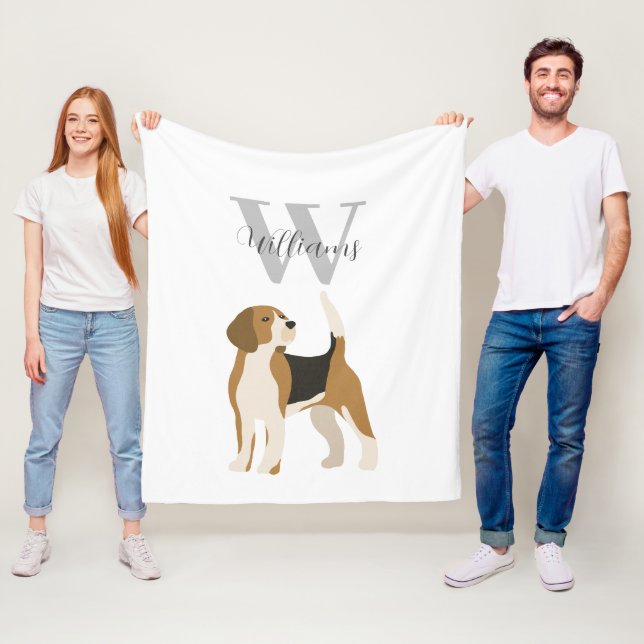 Cobertor De Velo Beagle Dog Watercolor Monogram Name  (In Situ)