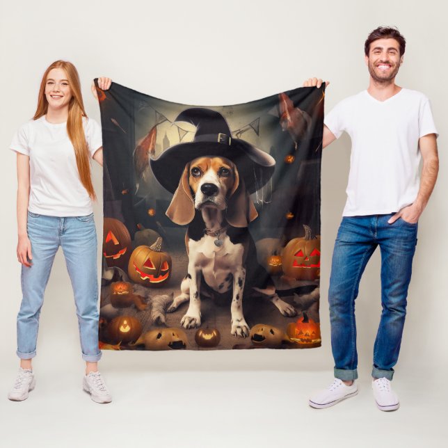 Cobertor De Velo Beagle Pumpkins Halloween Assustado (In Situ)