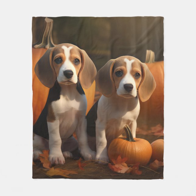 Cobertor De Velo Beagle Puppy Autumn Delight Pumpkin (Frente)