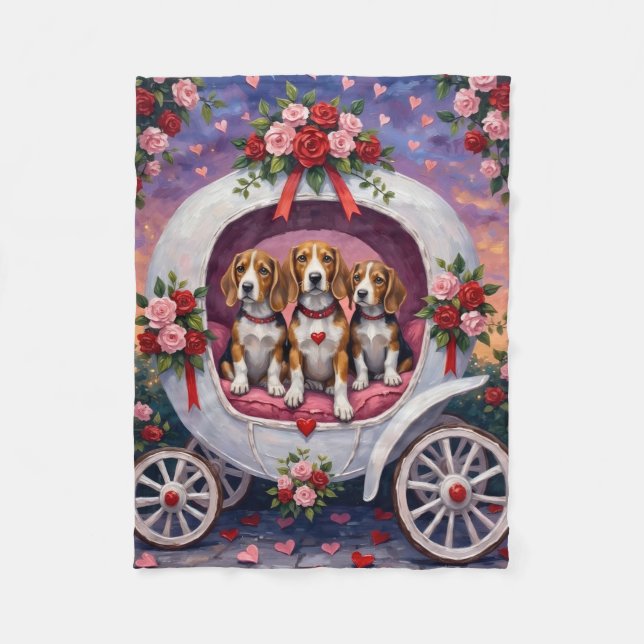 Cobertor De Velo Beagles Dog Valentine's Day  (Frente)