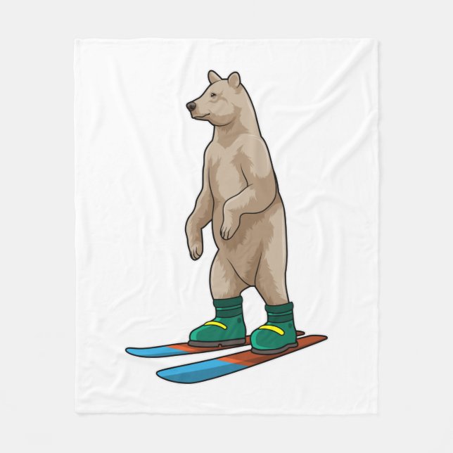 Cobertor De Velo Bear as Skier with Ski (Frente)
