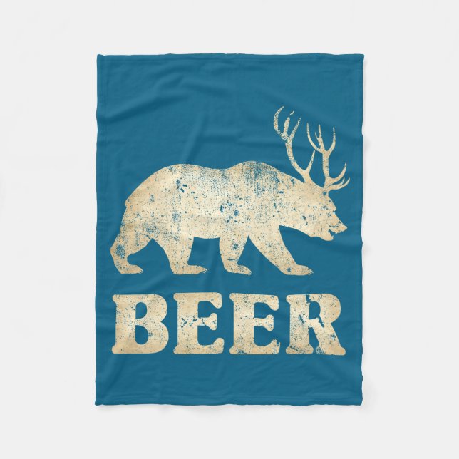 Cobertor De Velo Bear Deer Vintage Beer  (Frente)