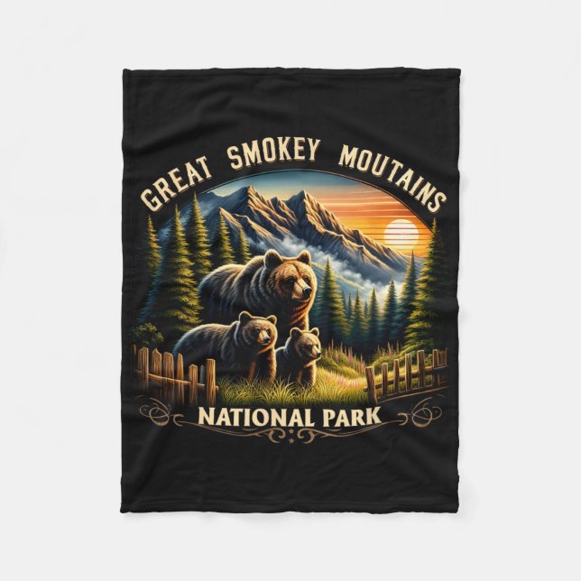 Cobertor De Velo Bear Great Smokey Mountains National Park Black Be (Frente)