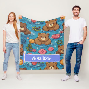 Cobertor De Velo Bear Natação Impressão