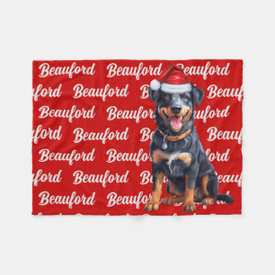 Cobertor De Velo Beauceron Red with Name Christmas Dog