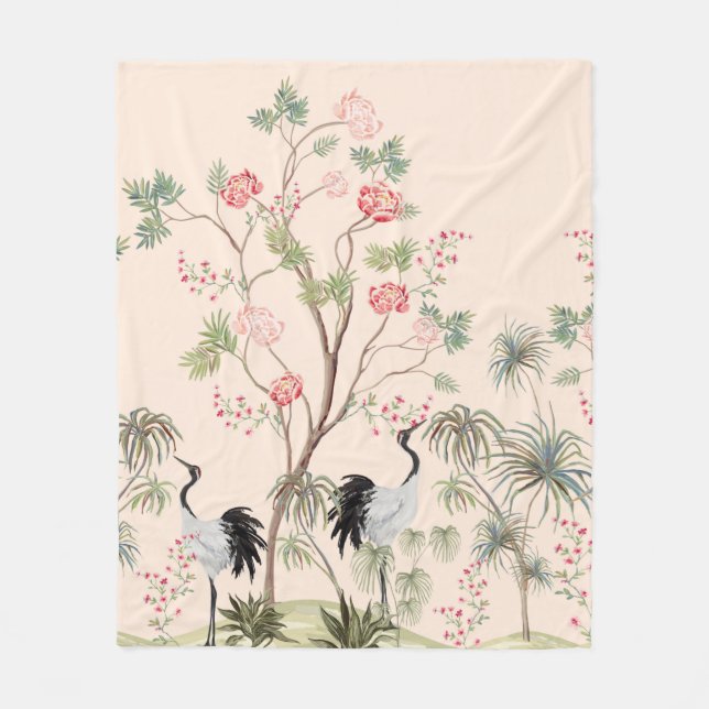 Cobertor De Velo Beautiful exotic chinoiserie wallpaper. Hand drawn (Frente)