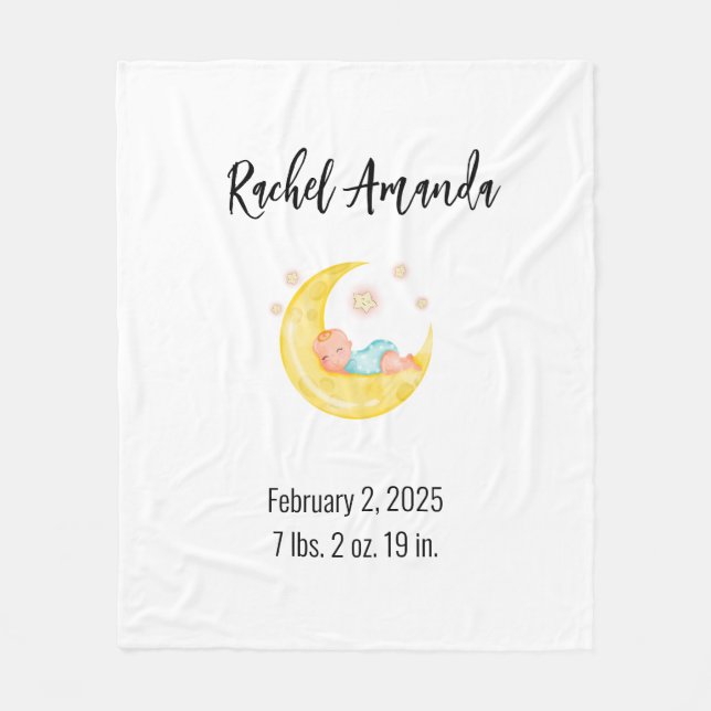 Cobertor De Velo Bebê adormecido bonito na lua e estrelas (Frente)