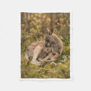 Cobertor De Velo Bebê Canguru Fofo Com Mãe Na Natureza Fleece Bl