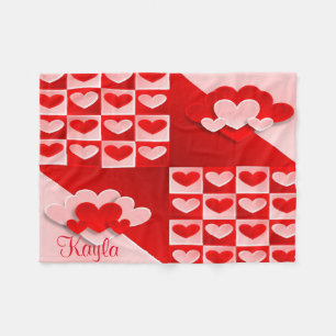 Cobertor De Velo Bebê-Crib Fleece Blanket Pink Hearts Chá de fralda