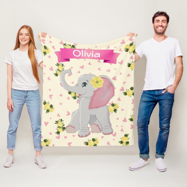 Cobertor De Velo Bebê Elefante Aquarela Adorável Floral (In Situ)
