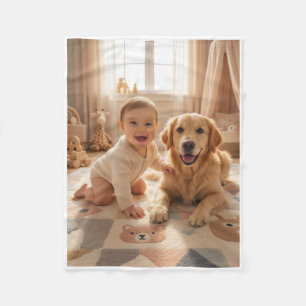 Cobertor De Velo Bebê Feliz E Amigos Melhores Retriever Dourado Fle