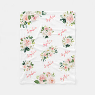 Cobertor De Velo Bebê Floral Cor-de-Rosa, Cor-de-rosa, Nome Bebê