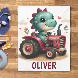 Cobertor De Velo Bebê Fofo Trex Dinossauro Dirigindo Trator Vermelh