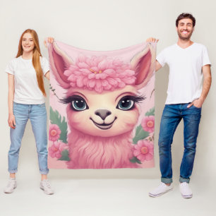 Cobertor De Velo Bebê Lama Sorriso Rosa