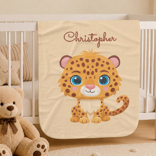 Cobertor De Velo Bebê Leopardo Fofo Animais de Safari Crianças