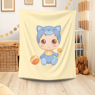 Cobertor De Velo Bebê Menina Gato Jumpestuque Amarelo