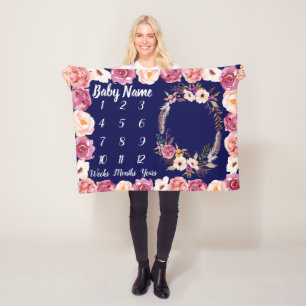 Cobertor De Velo Bebê Milestone Folheto Personalizado Boneca Prese