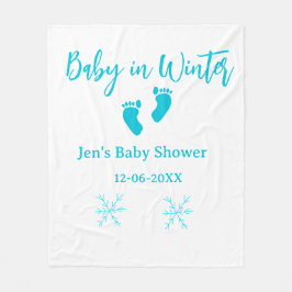 Cobertor De Velo Bebê no inverno chá de fraldas pés de bebê azul fl