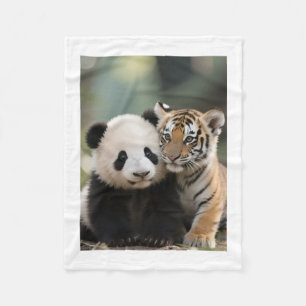 Cobertor De Velo Bebê Panda Fofo e Filhote de Tigre Bebê Vida Selva