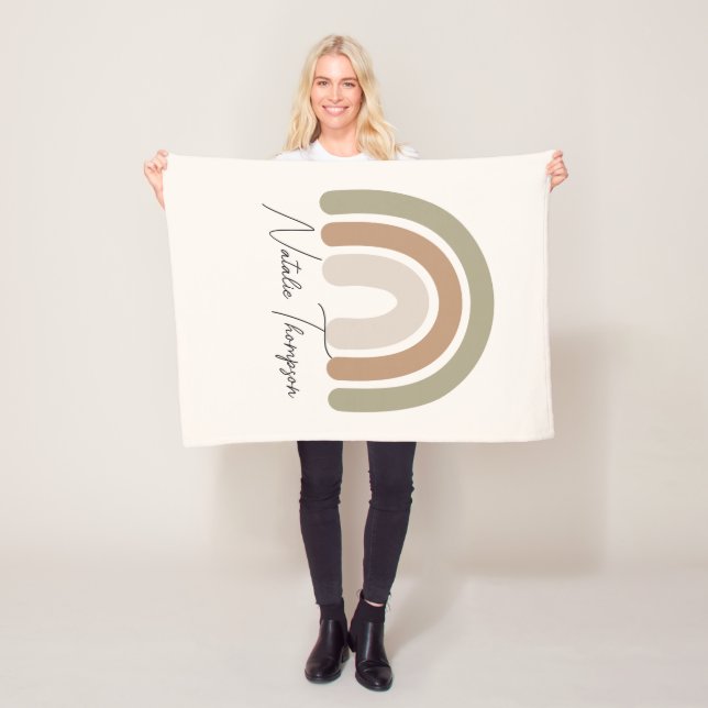 Cobertor De Velo Bebê pastel aquarela arco-íris monograma rosa (In Situ)