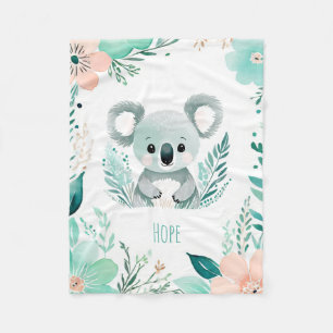 Cobertor De Velo Bebê Personalizado Blanket Boho Koala Design