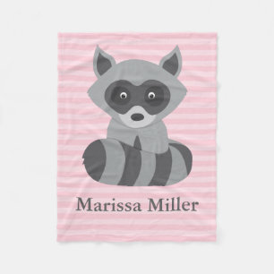 Cobertor De Velo Bebê Raccoon Rosa