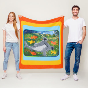 Cobertor De Velo Bebê Tubarão "Arte por Crianças" Fleece Blanket