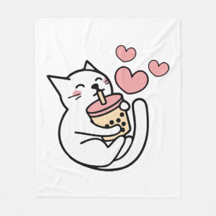 Cobertor De Velo Bebendo de gato Boba Milk kiten