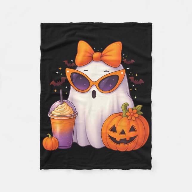 Cobertor De Velo Bebendo Fantasma Fantasma Fantasma Feliz Pumpkin F (Frente)