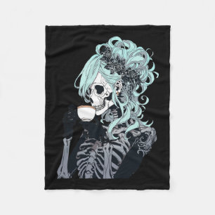 Cobertor De Velo Bebendo Skeleton Mensageiro Bun Halloween Menina