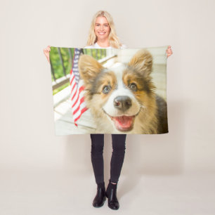 Cobertor De Velo Bebês Mais Pobres Corgi Puppy Patriótico