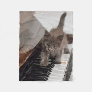 Cobertor De Velo Bebês Mais Pobres   Kitten on Piano