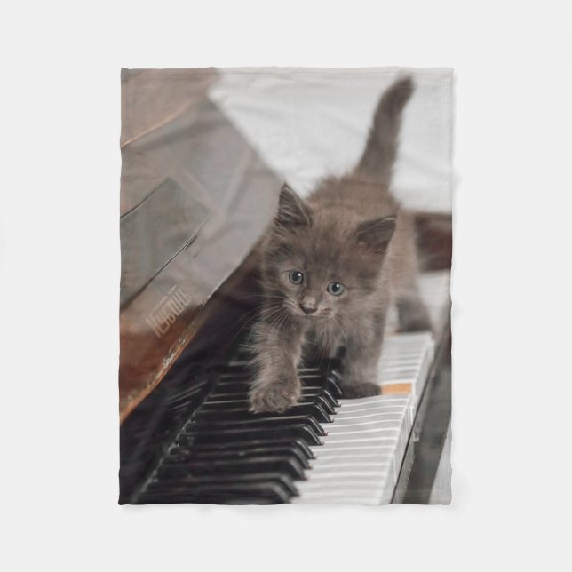 Cobertor De Velo Bebês Mais Pobres | Kitten on Piano (Frente)