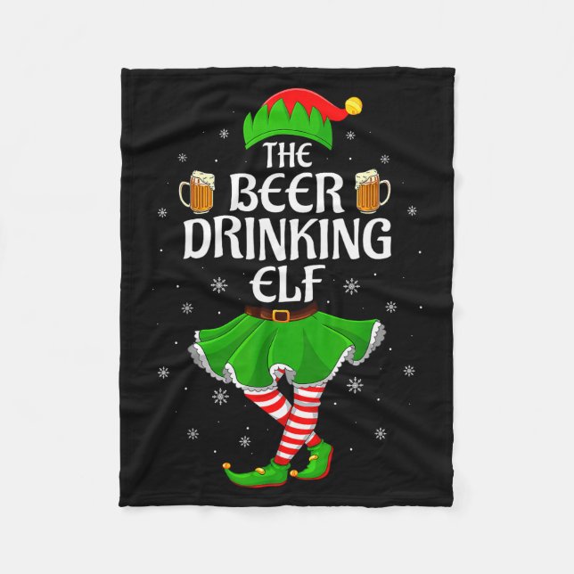 Cobertor De Velo Beer Drinking Elf Christmas Family Girl Women Elf  (Frente)