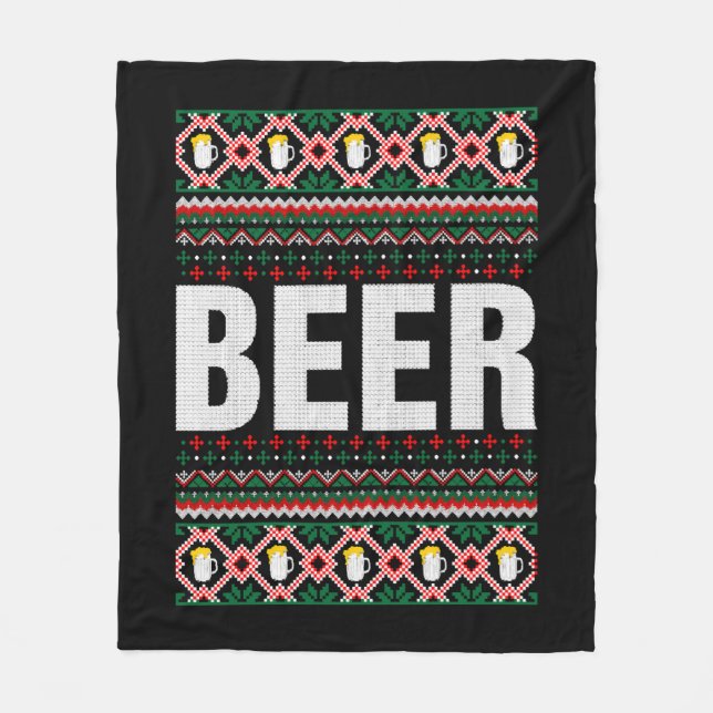 Cobertor De Velo Beer Ugly Christmas Sweater (Frente)