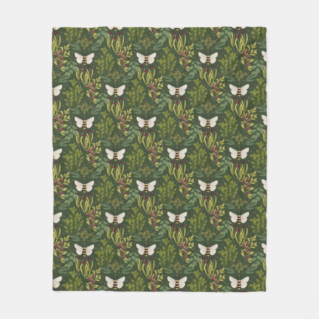Cobertor De Velo Bees and Foliage Fleece Blanket (Frente)