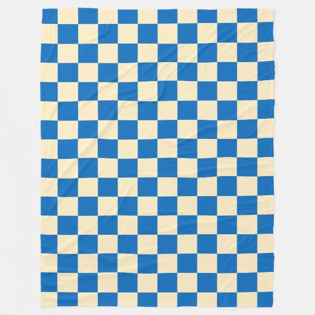 Cobertor De Velo bege + Blue Check Checkered Checkerboard Padrão (Frente)