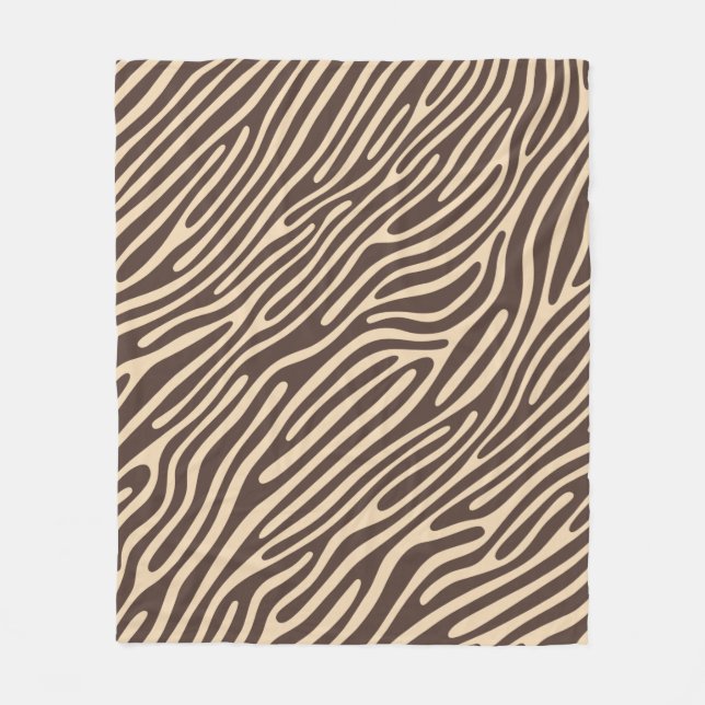 Cobertor De Velo Beige Braune Zebra Streifen Druck (Frente)