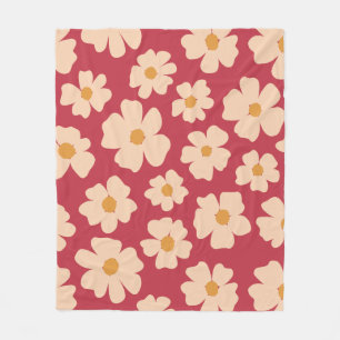 Cobertor De Velo Beige Floral Fleece Blanket