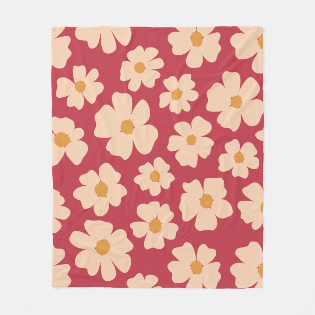 Cobertor De Velo Beige Floral Fleece Blanket (Frente)