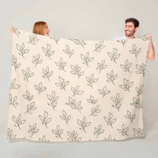 Cobertor De Velo Beige Leaf Throw Blanket