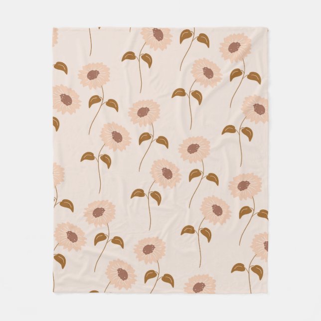 Cobertor De Velo Beige Sunflower Tropical Floral Primavera (Frente)