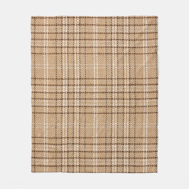 Cobertor De Velo Beige Tartan: Clássica Xadrez Weave. (Frente)