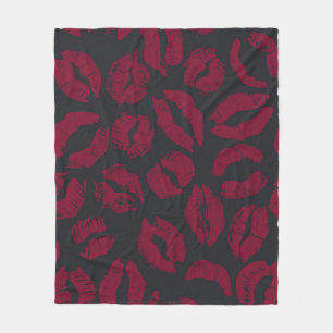 Cobertor De Velo Beijos Lipstick: impressões vermelhas escuras