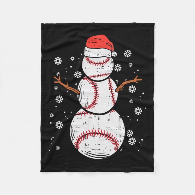 Cobertor De Velo Beisebol Snowman Xmas Christmas Sports Boys Wo (Frente)