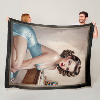 Cobertor De Velo Bela Menina Elegante Em Cabelo Azul Satin