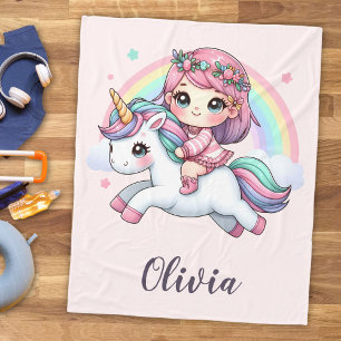 Cobertor De Velo Bela Menina em Unicórnio