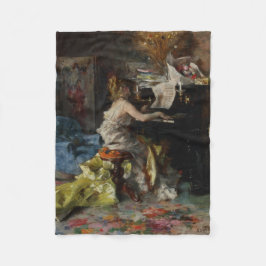 Cobertor De Velo Bela Mulher Tocando Piano (por Boldini)